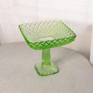 Vintage LE Smith Medium Green Trellis Compote
